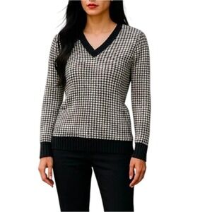 Michael Kors Womens‎ Blue White Dot V Neck Sweater XS Pullover Knitwear designer